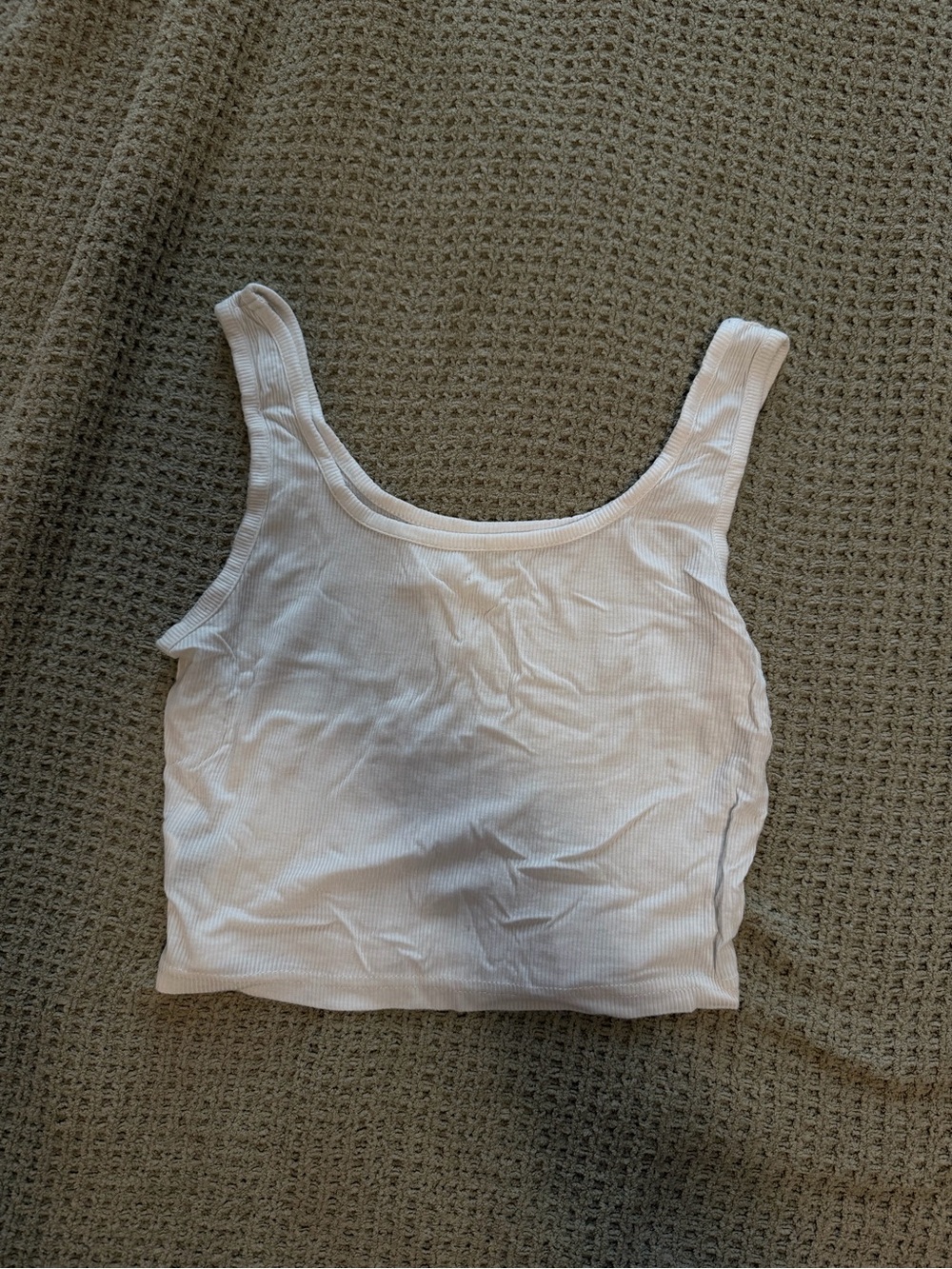 SHEIN White Ribbed Crop Tank Top